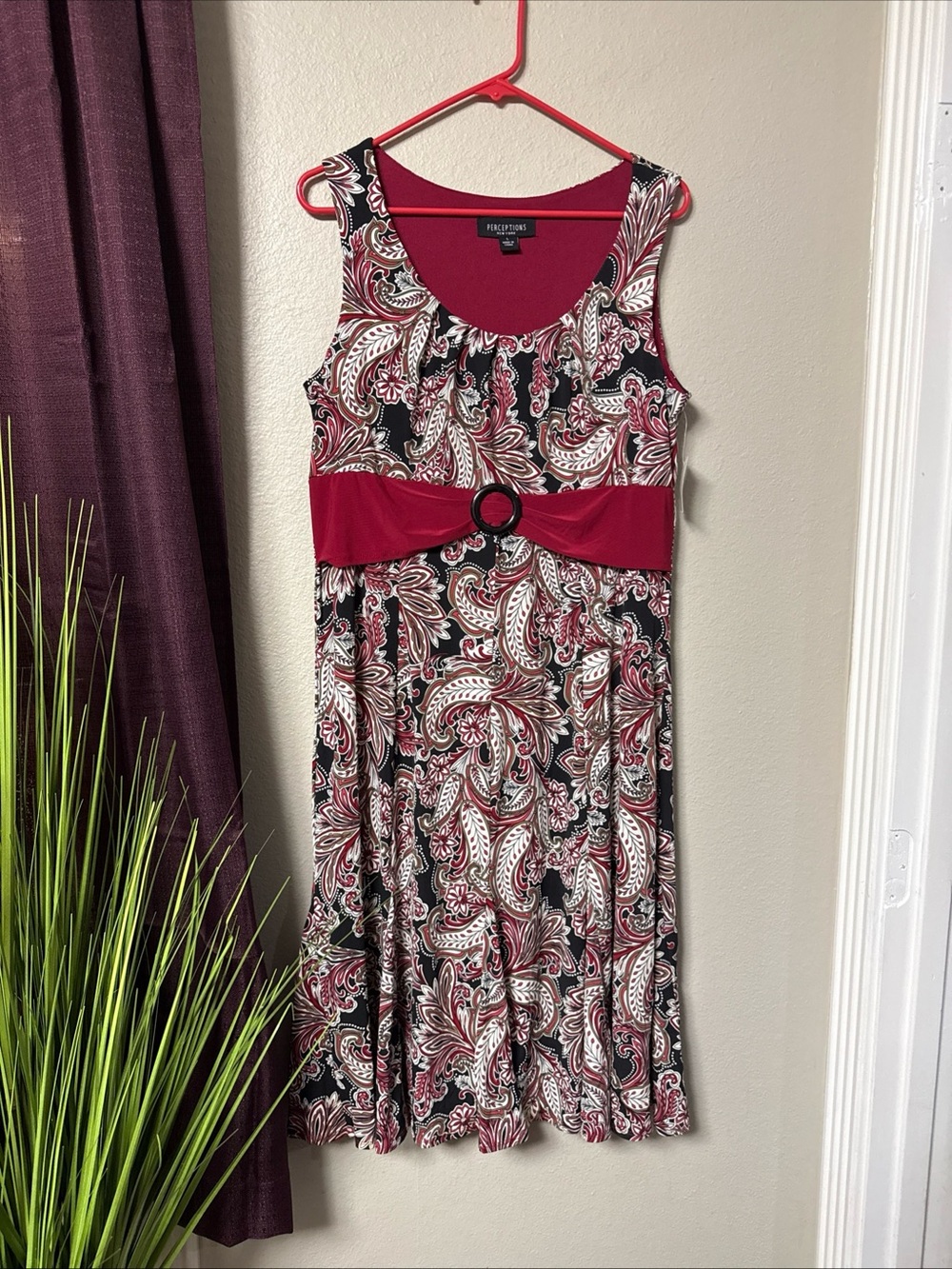 #850 Perceptions New York Floral Sleeveless Midi Dress Size Large
